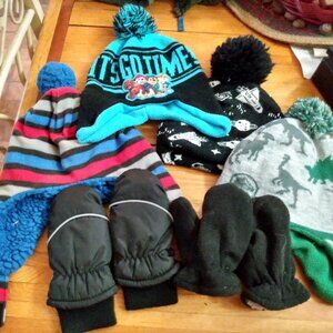 Bundle of 4 Boys Winter Hats and Mittens